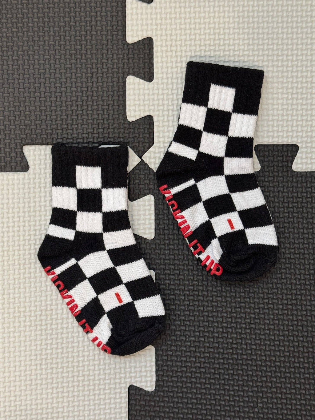 Kickin It Up Black + White Checker Socks