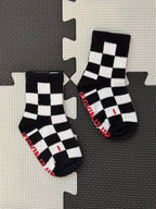 Kickin It Up Black + White Checker Socks