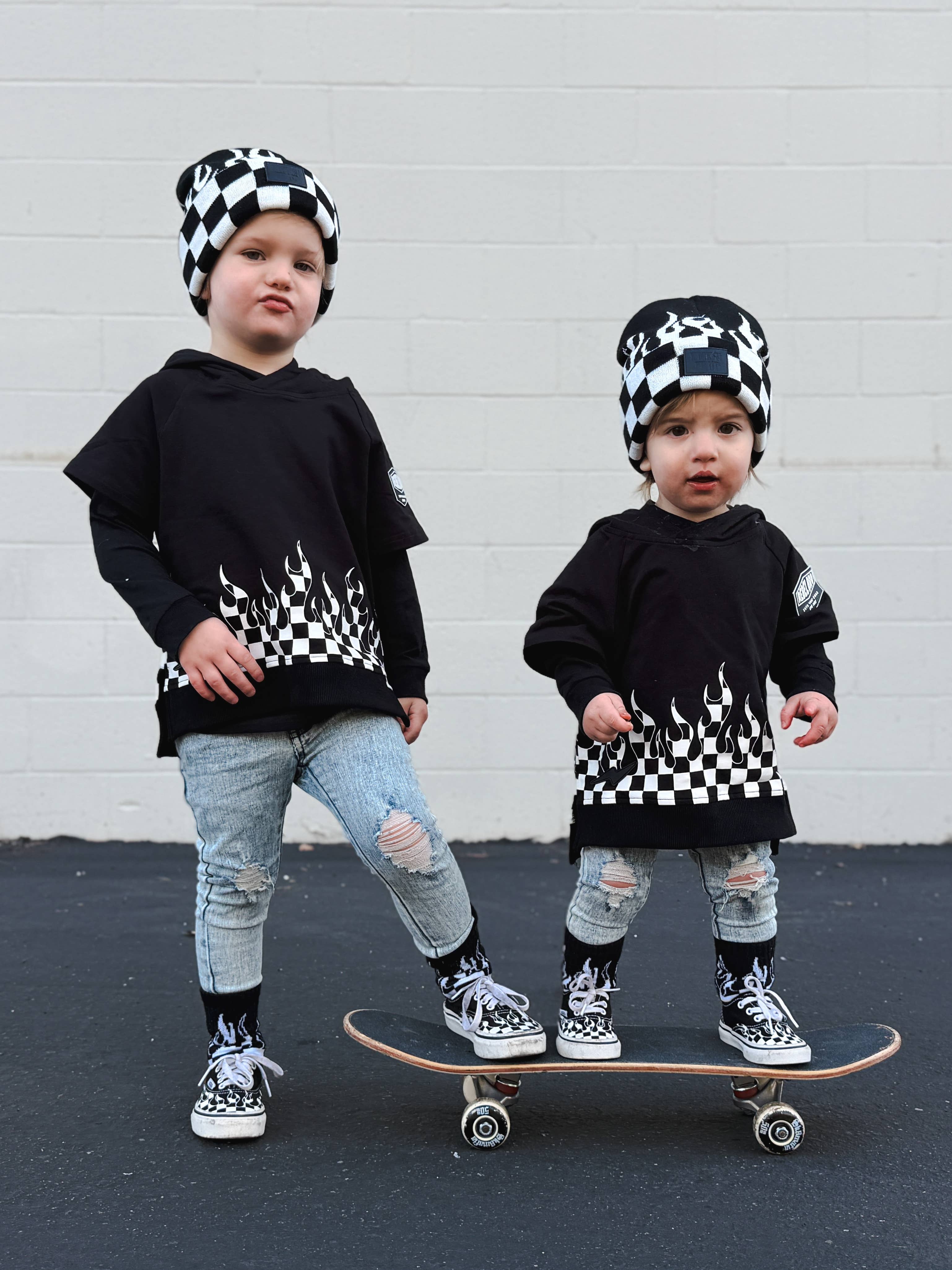 Kickin It Up Checker Flame Beanie
