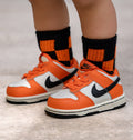 Kickin It Up Orange and Black Check Socks