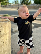 SMILEY DAZE BLACK & WHITE CHECKERED SHORTS