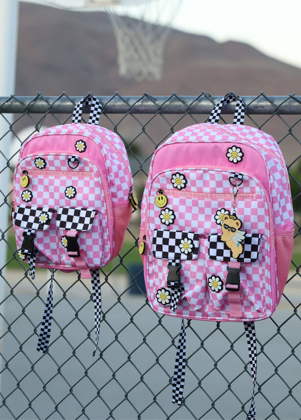 Little Trouble Daisy Checker Pink Backpack
