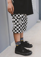 Little Trouble Classic Checkered Cargo Shorts