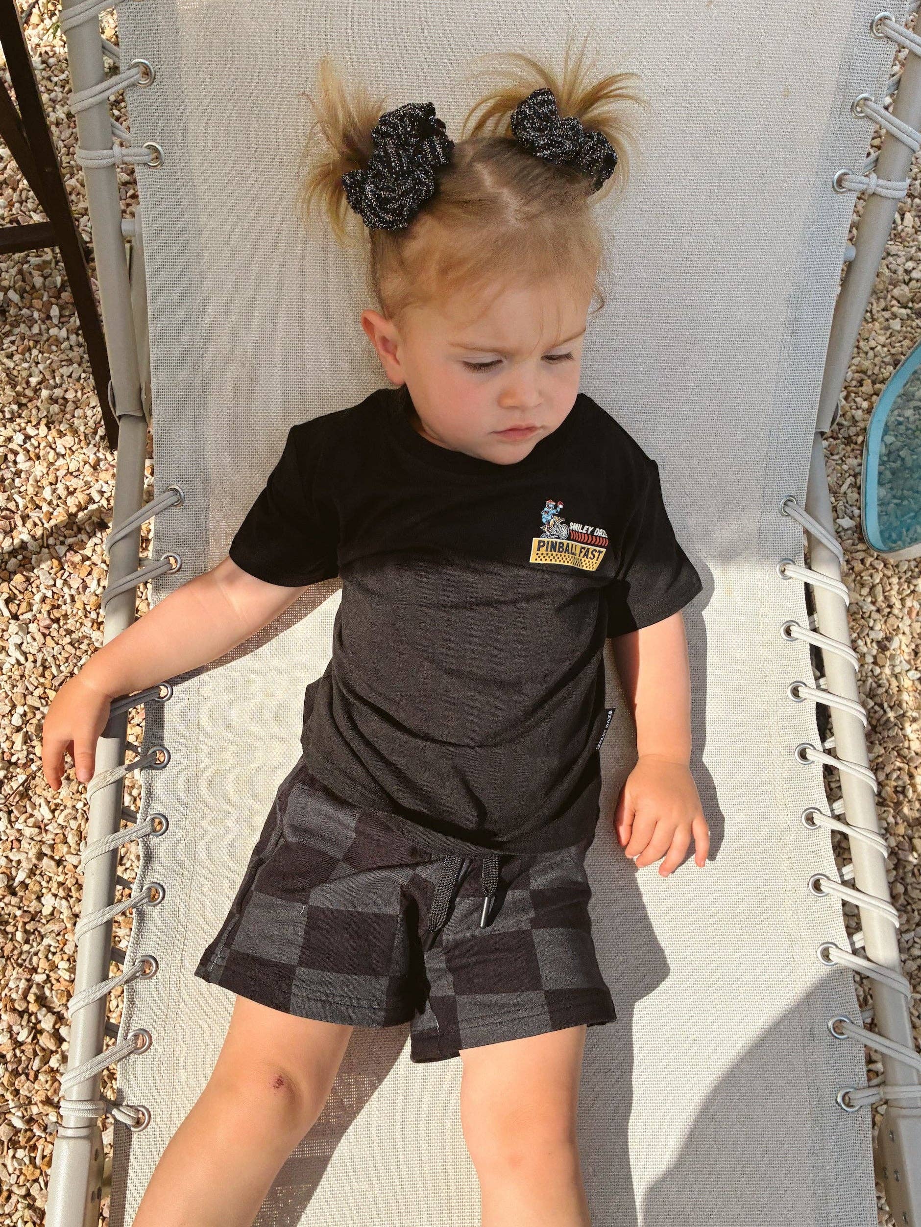 SMILEY DAZE BLACK & GRAY CHECKERED SHORTS