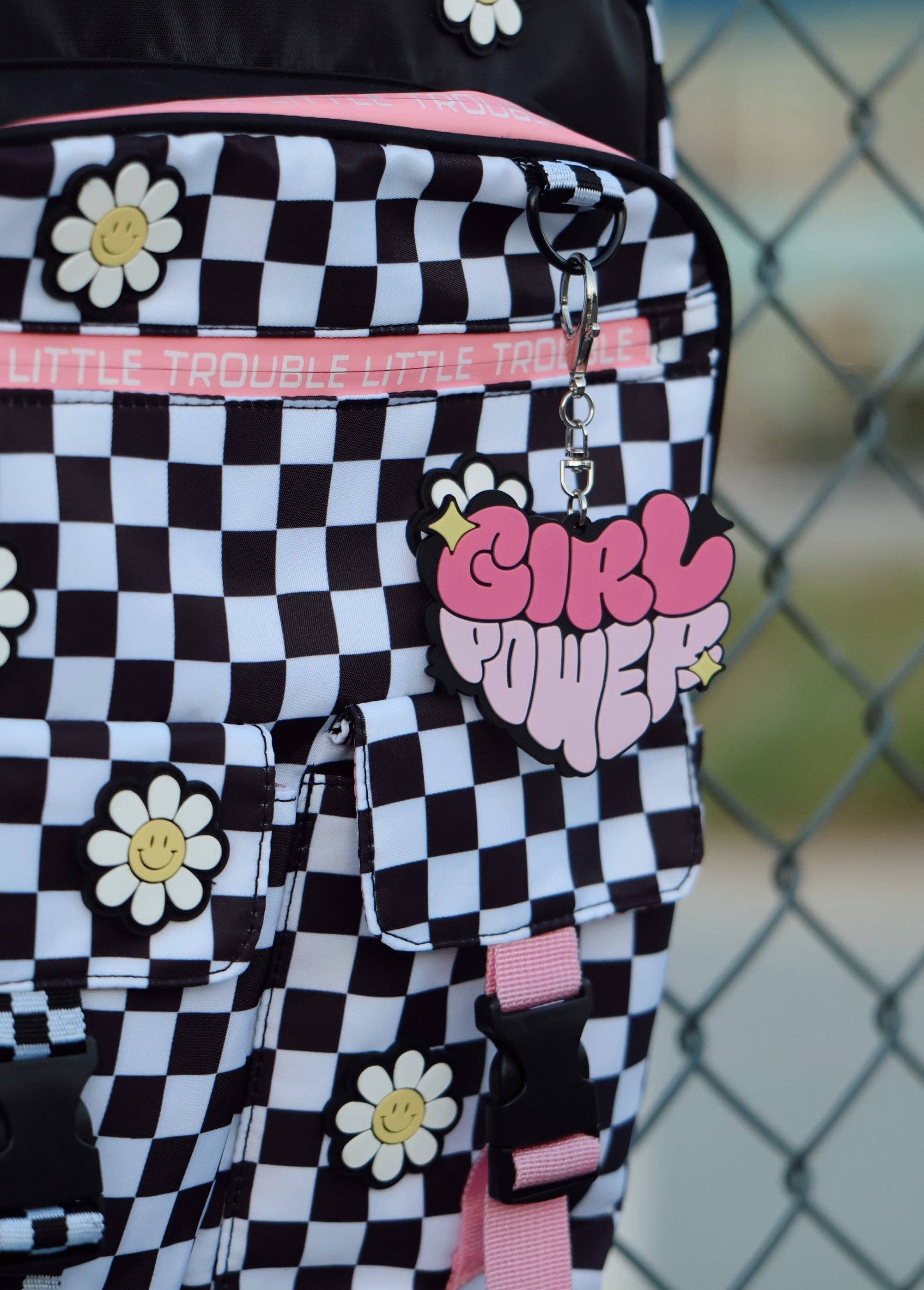 Little Trouble Daisy Checker Black Backpack