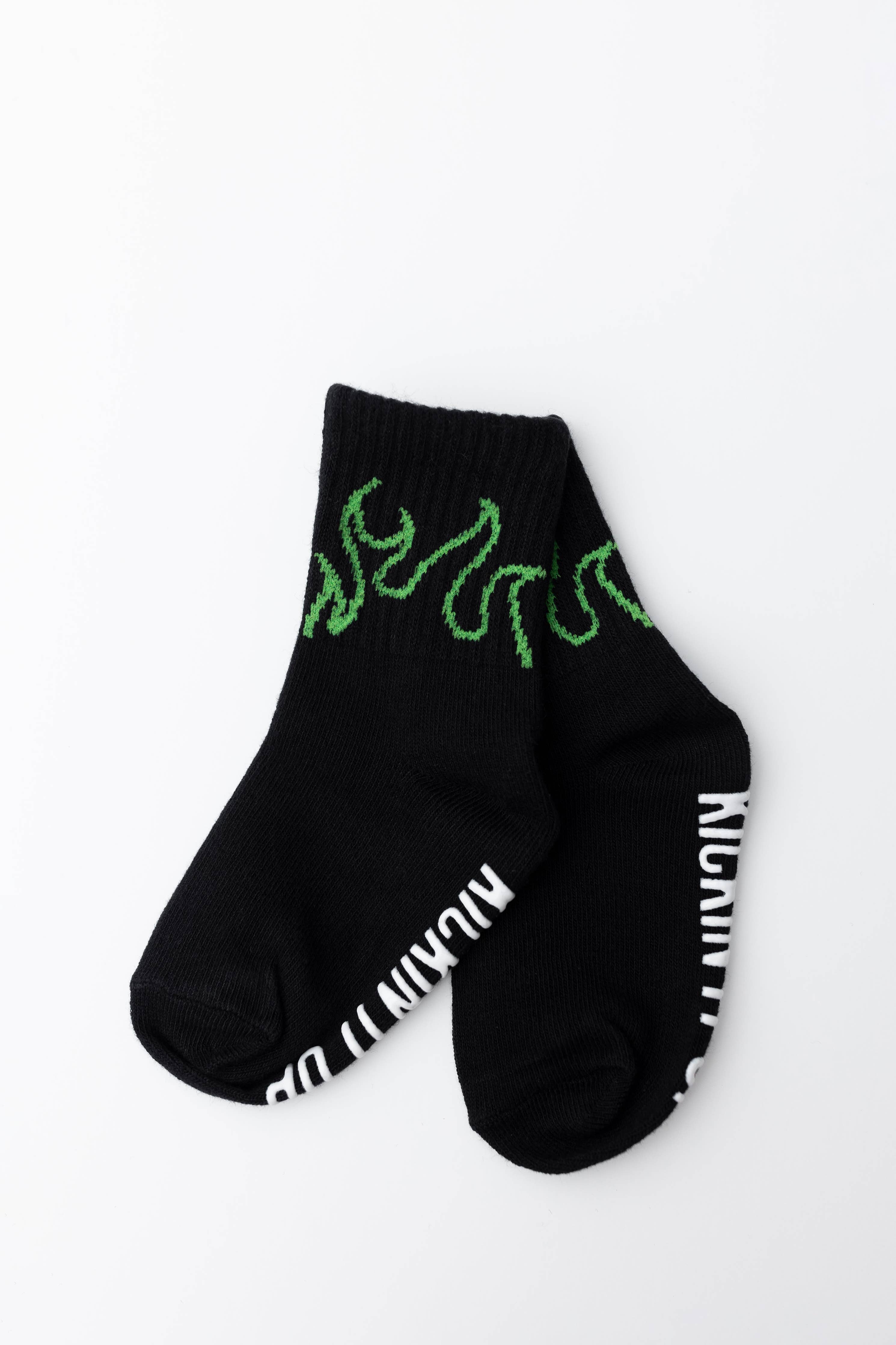 Kickin It Up Green Flame Socks