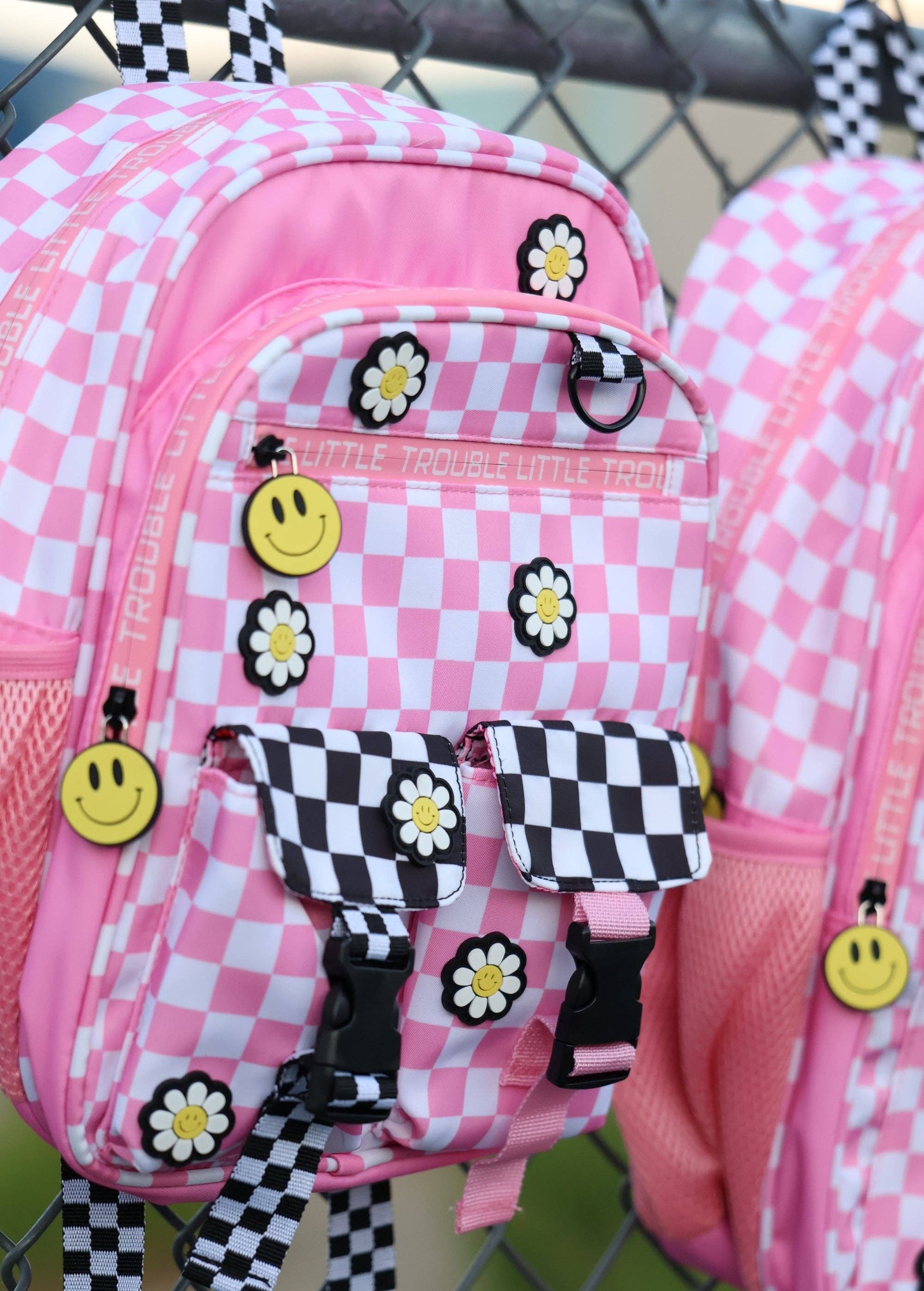Little Trouble Daisy Checker Pink Backpack