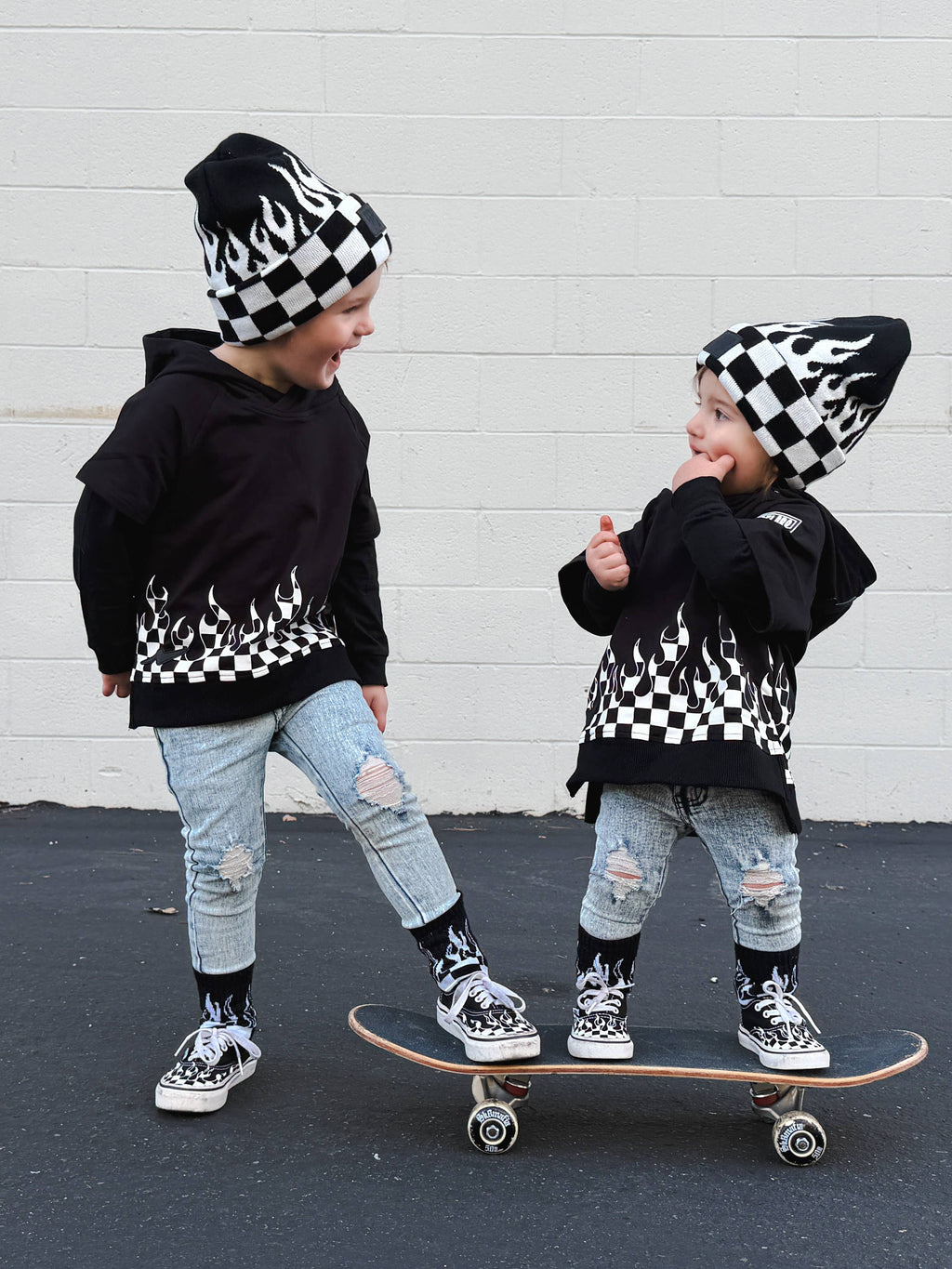 Kickin It Up Checker Flame Beanie