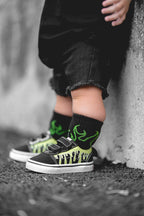 Kickin It Up Green Flame Socks