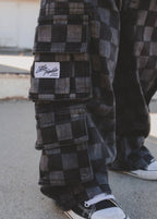 Little Trouble Checkered Baggy Black Jeans
