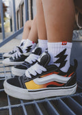 Little Trouble Bolt Crew Socks White