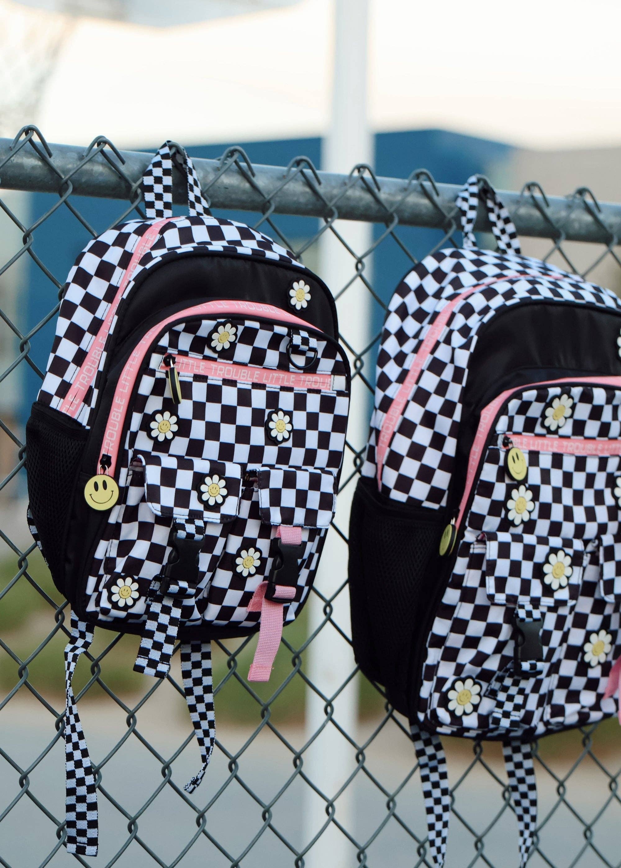 Little Trouble Daisy Checker Black Backpack