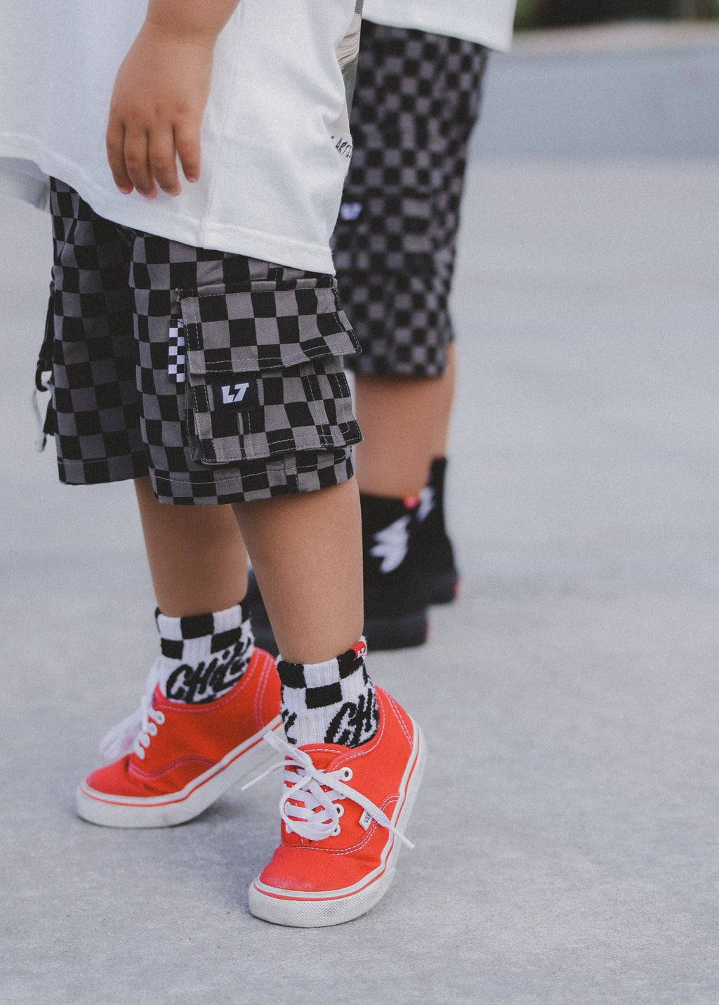 Little Trouble Grey Checker Cargo Shorts