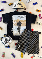 Little Trouble Grey Checker Cargo Shorts