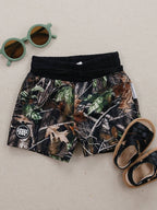 Lucky Panda Kids Swim Trunks  | Brown Camo