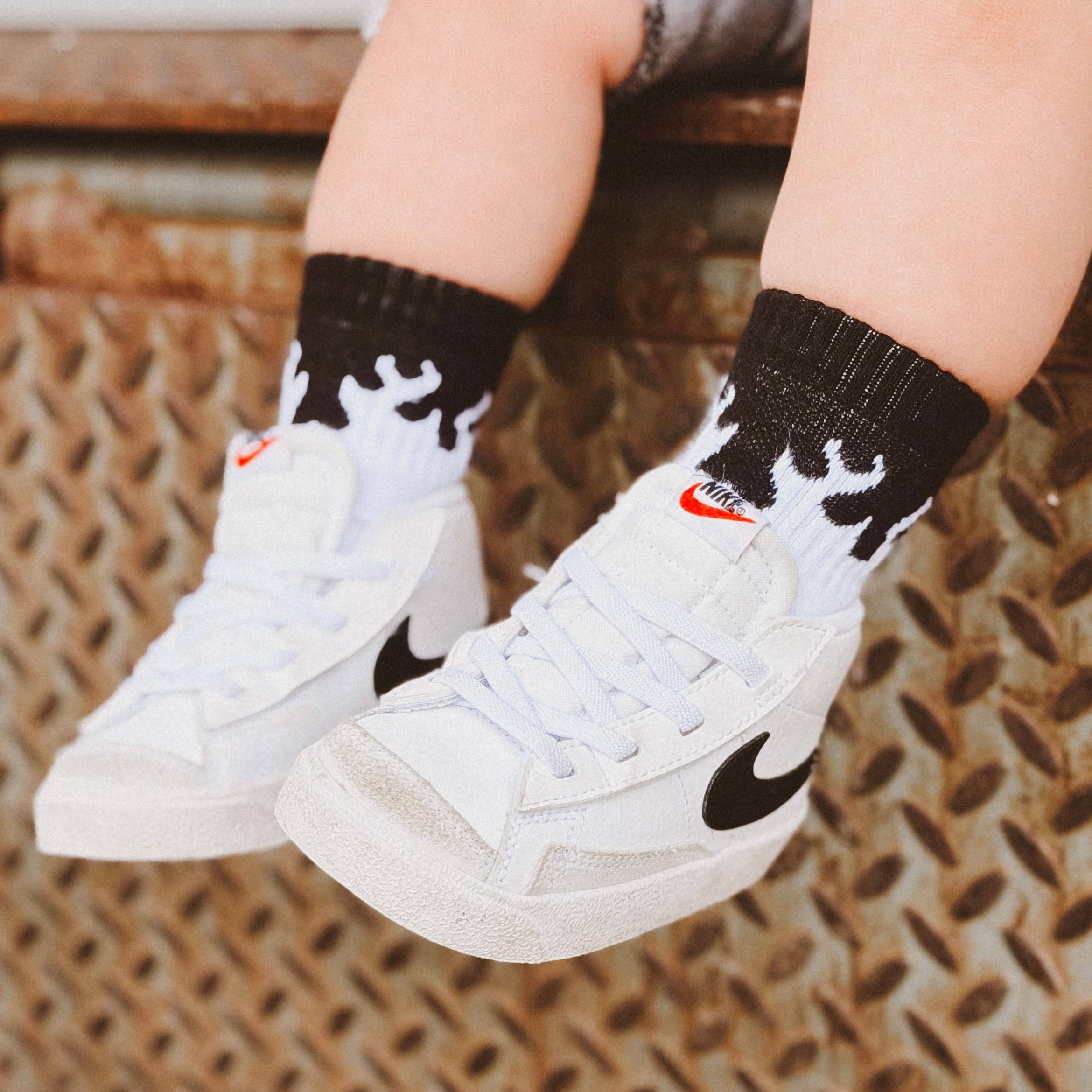 Kickin It Up White Flame Socks