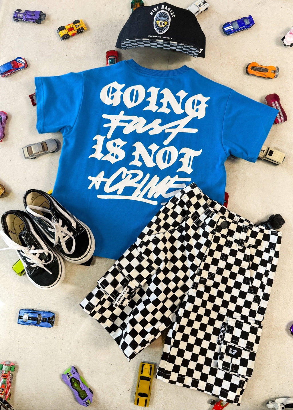 Little Trouble Classic Checkered Cargo Shorts
