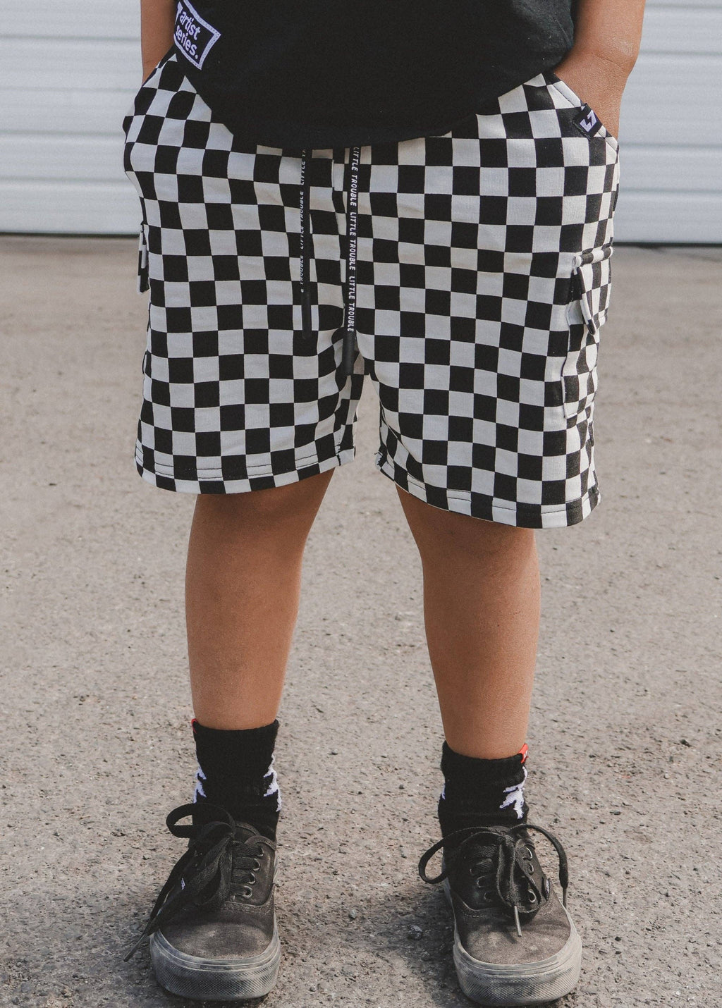 Little Trouble Everyday Classic Checker Cargo Shorts