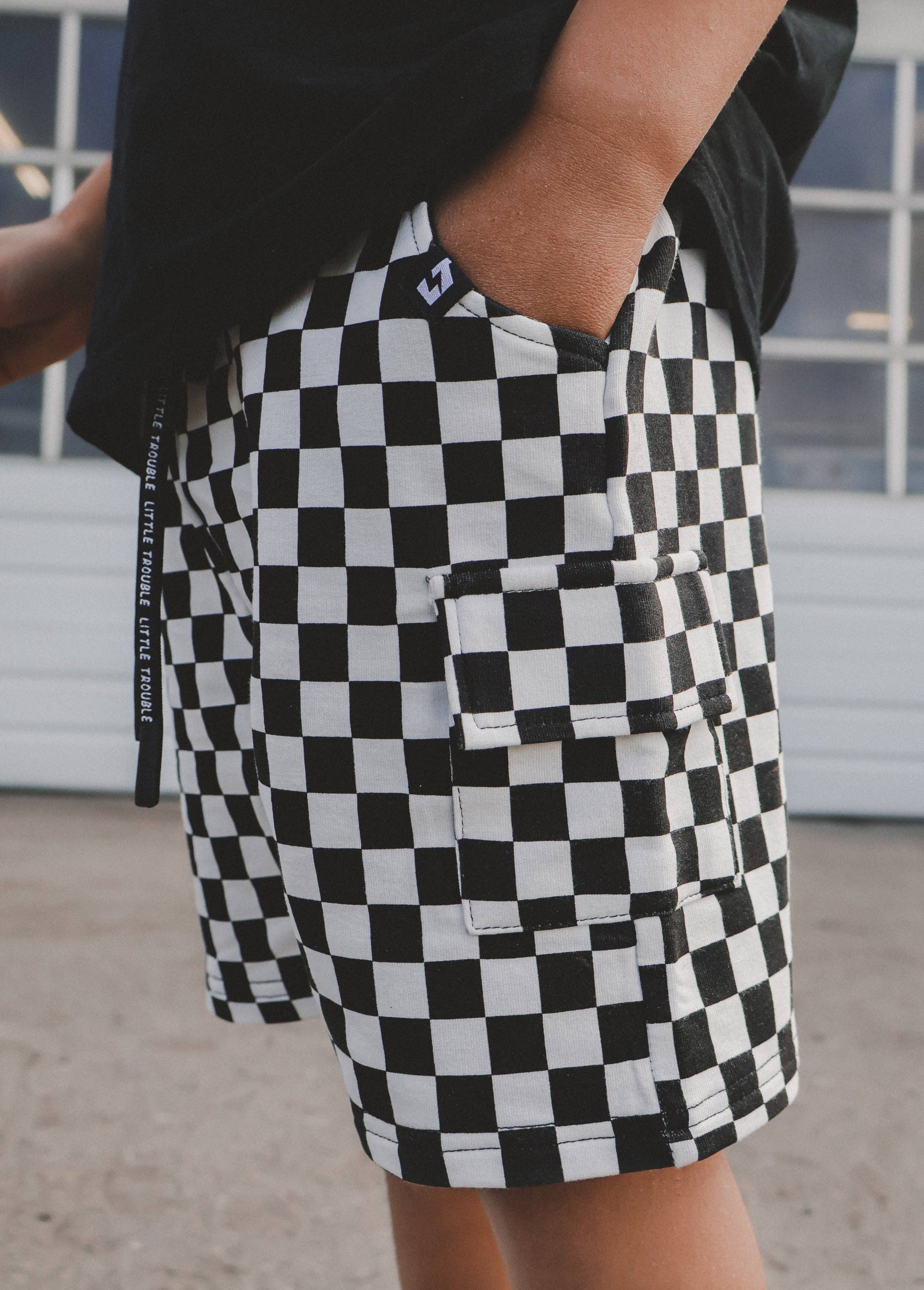Little Trouble Everyday Classic Checker Cargo Shorts
