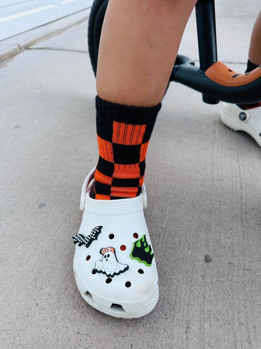 Kickin It Up Orange and Black Check Socks