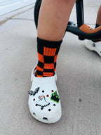 Kickin It Up Orange and Black Check Socks