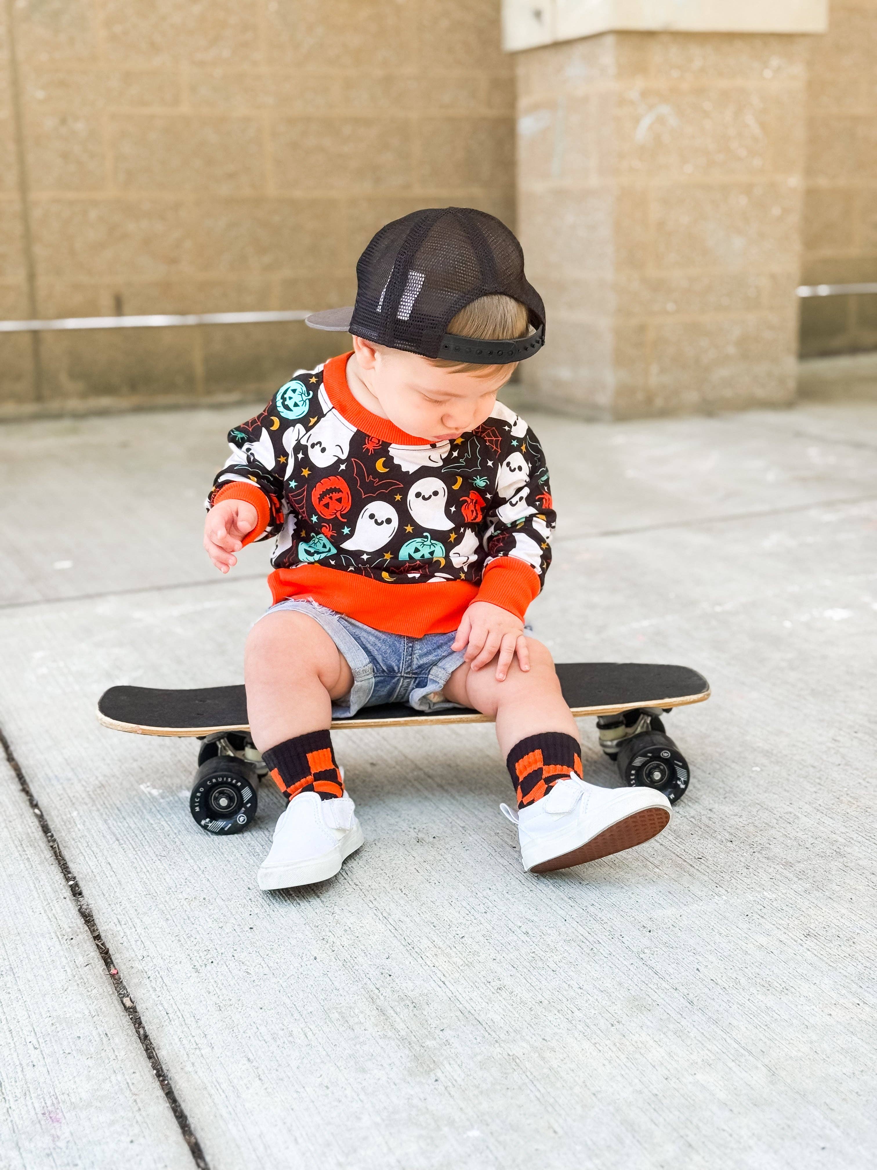 Kickin It Up Orange and Black Check Socks