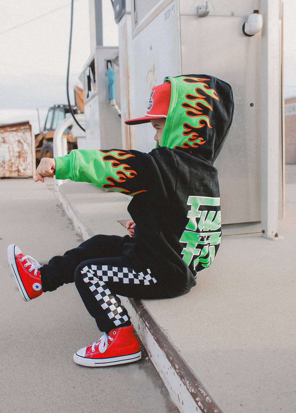 Little Trouble Fuel The Fun Green Flame Hoodie