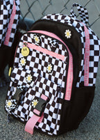 Little Trouble Daisy Checker Black Backpack