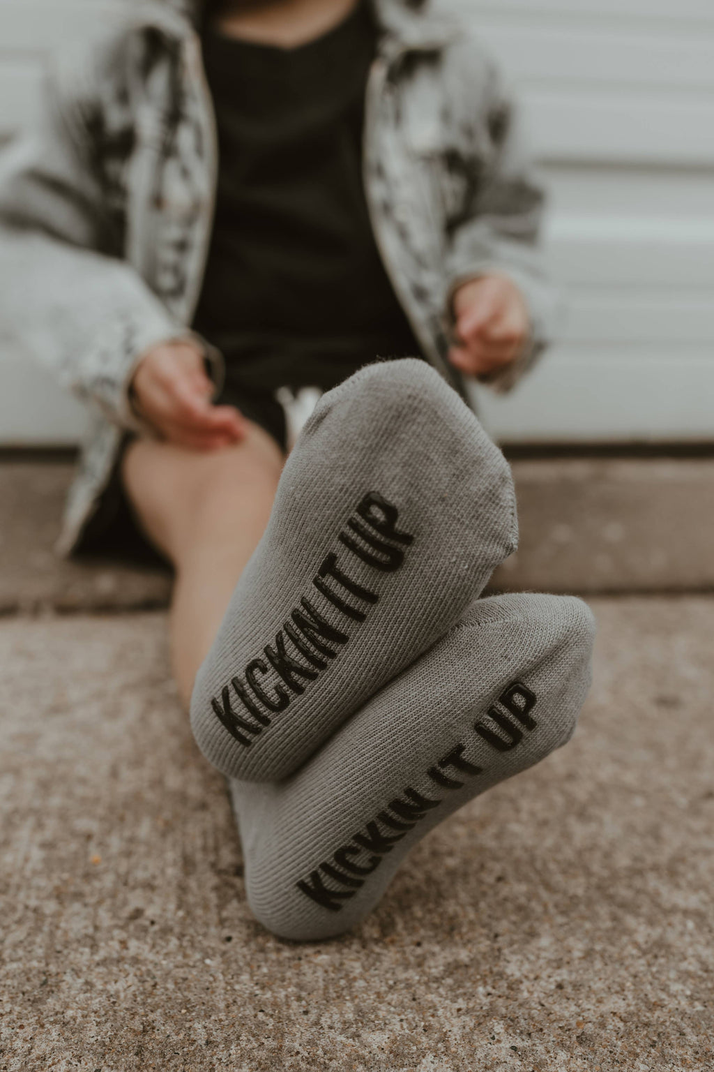Kickin It Up Gray Flames Socks