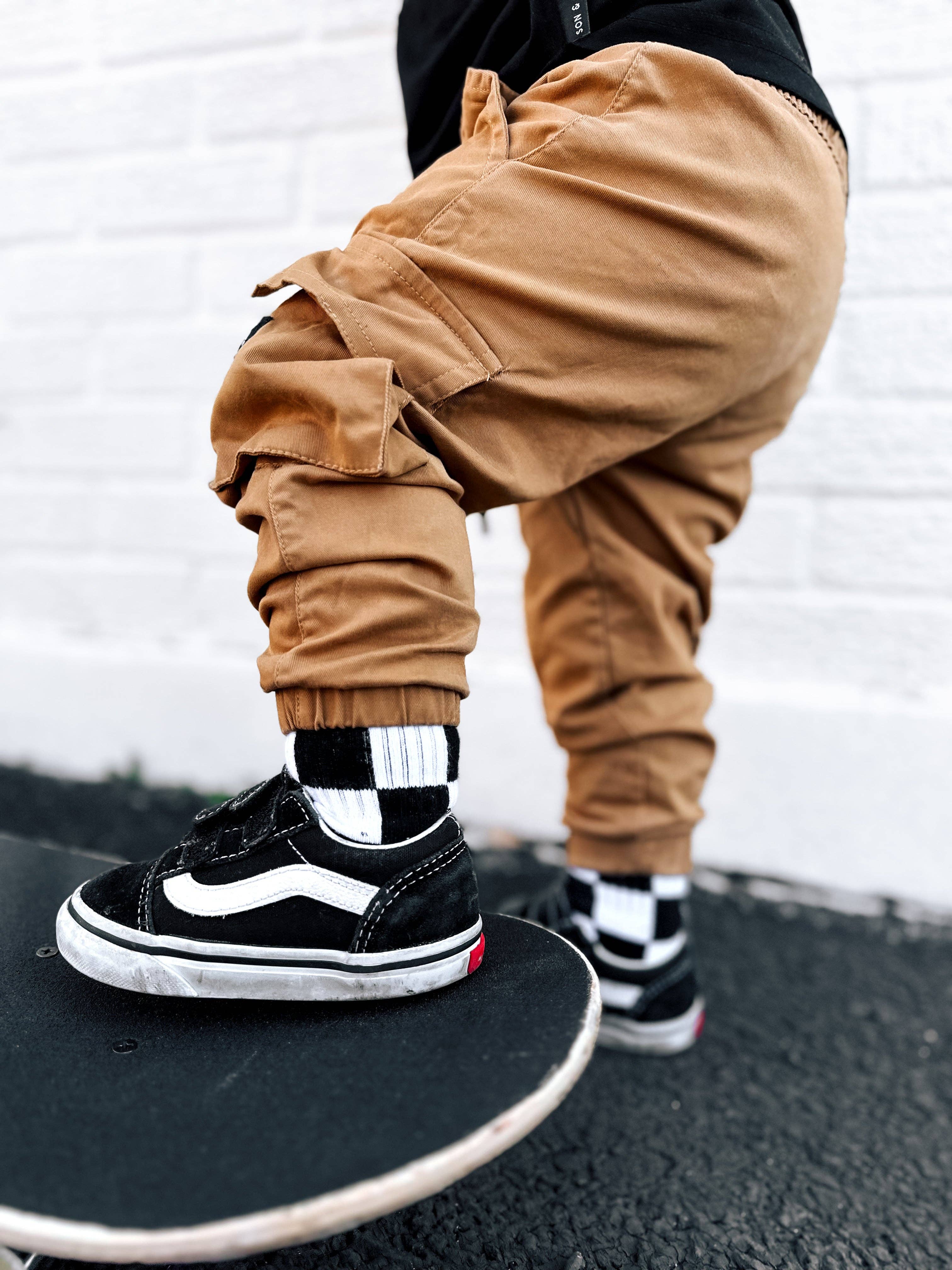Kickin It Up Black + White Checker Socks