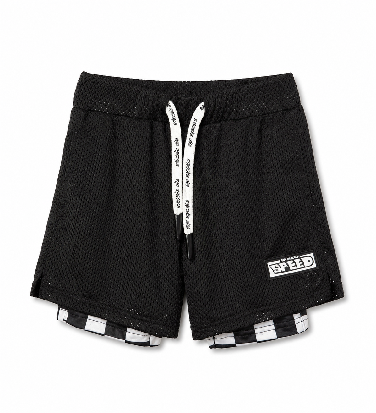 Rad Rascals Black Mesh Speed Shorts Checkered Liner