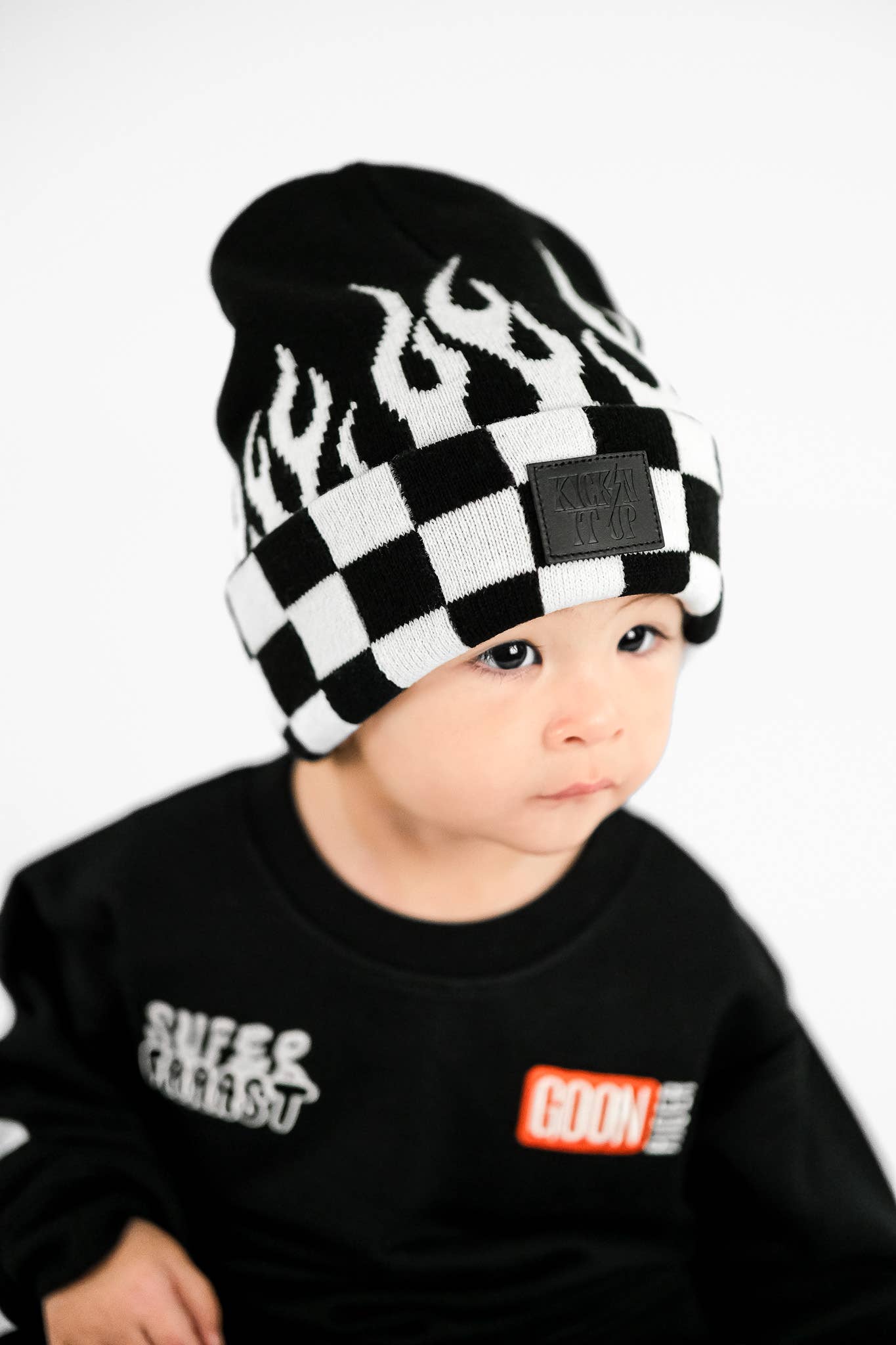 Kickin It Up Checker Flame Beanie
