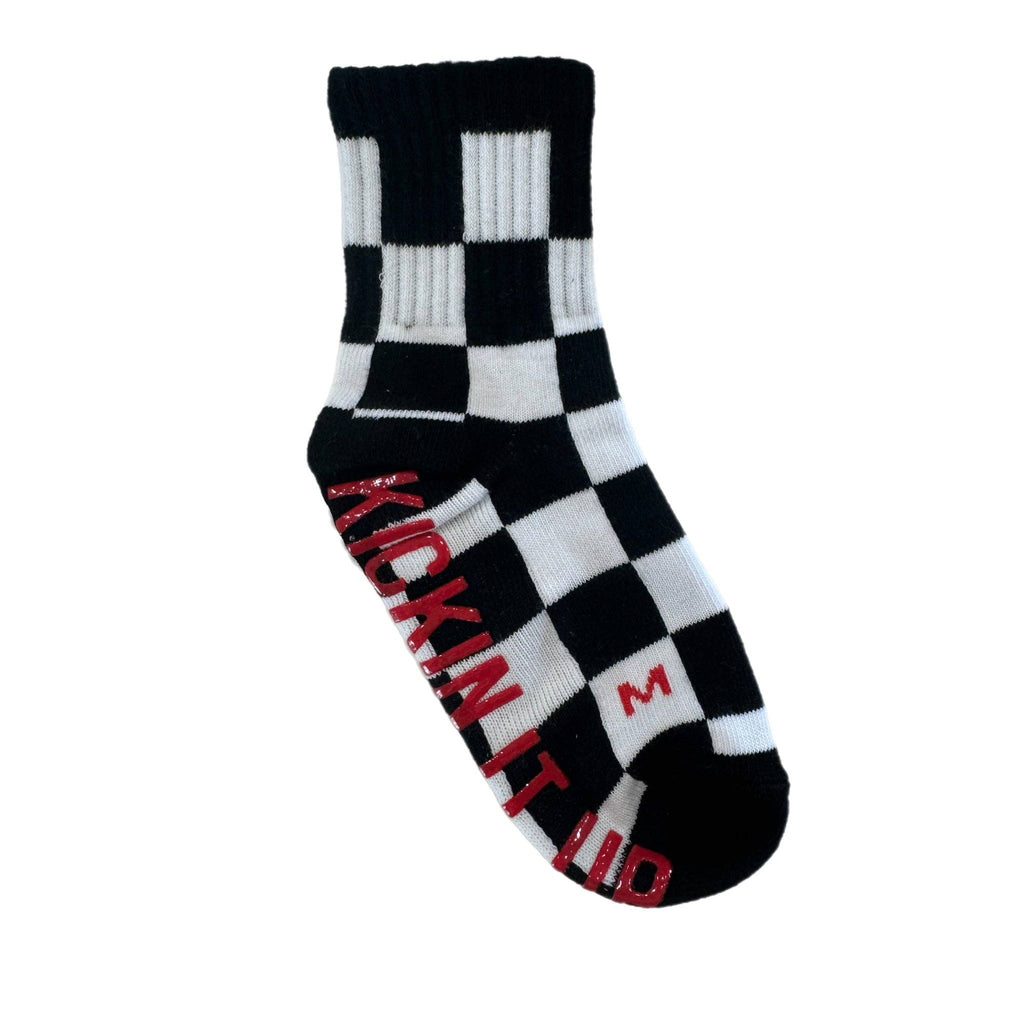 Kickin It Up Black + White Checker Socks