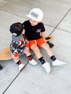 Kickin It Up Orange and Black Check Socks