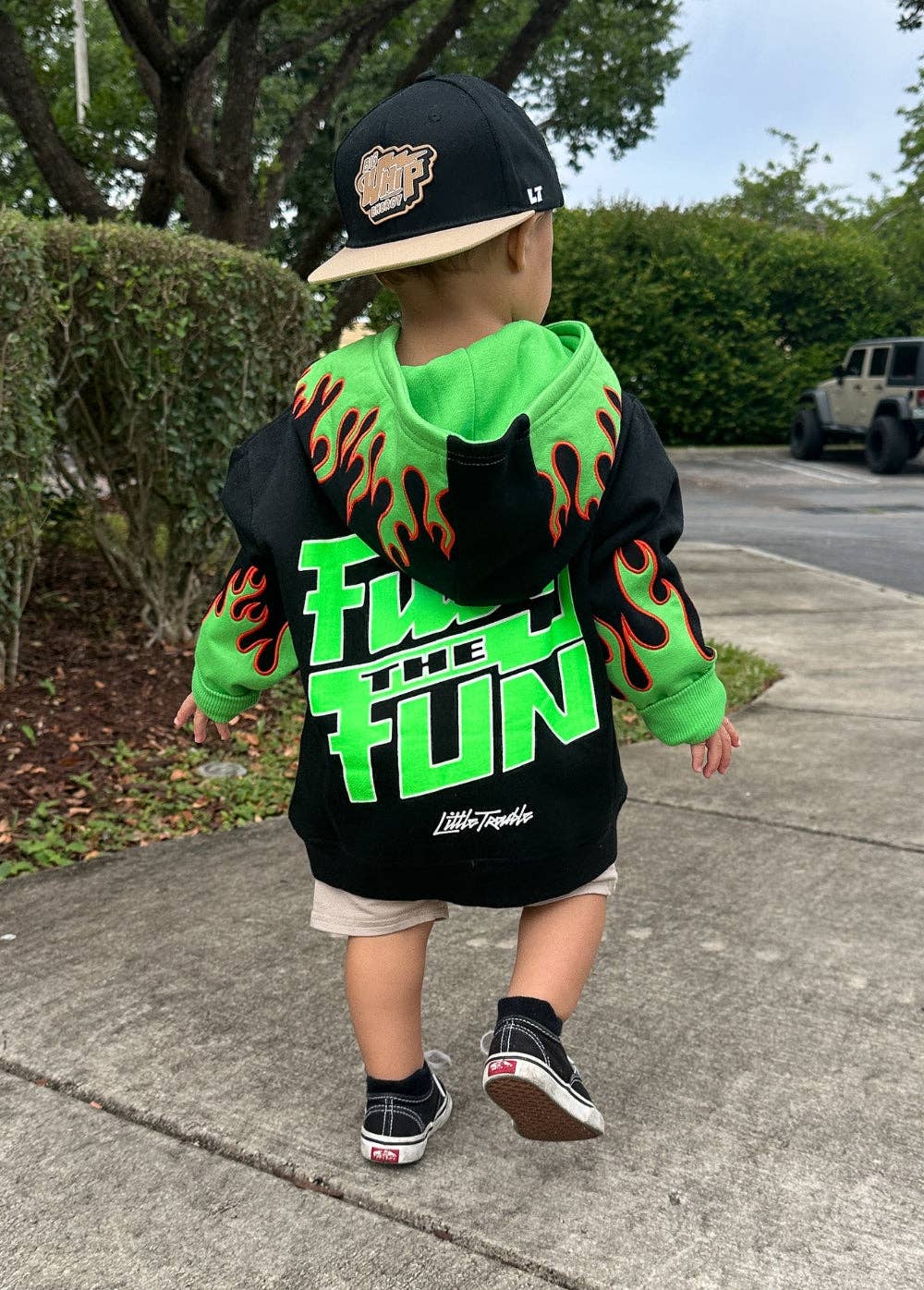 Little Trouble Fuel The Fun Green Flame Hoodie
