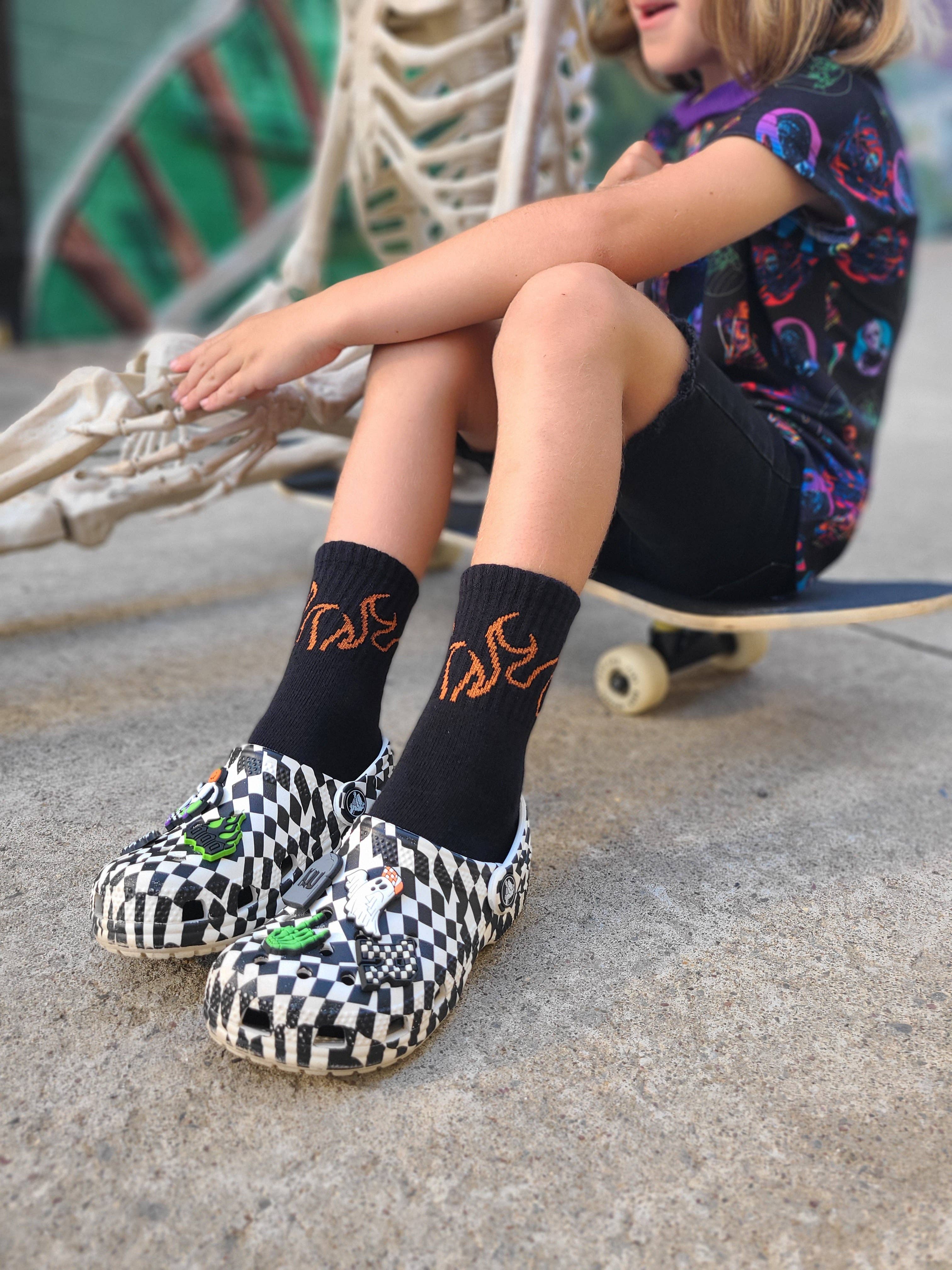 Kickin It Up Orange Flame Socks