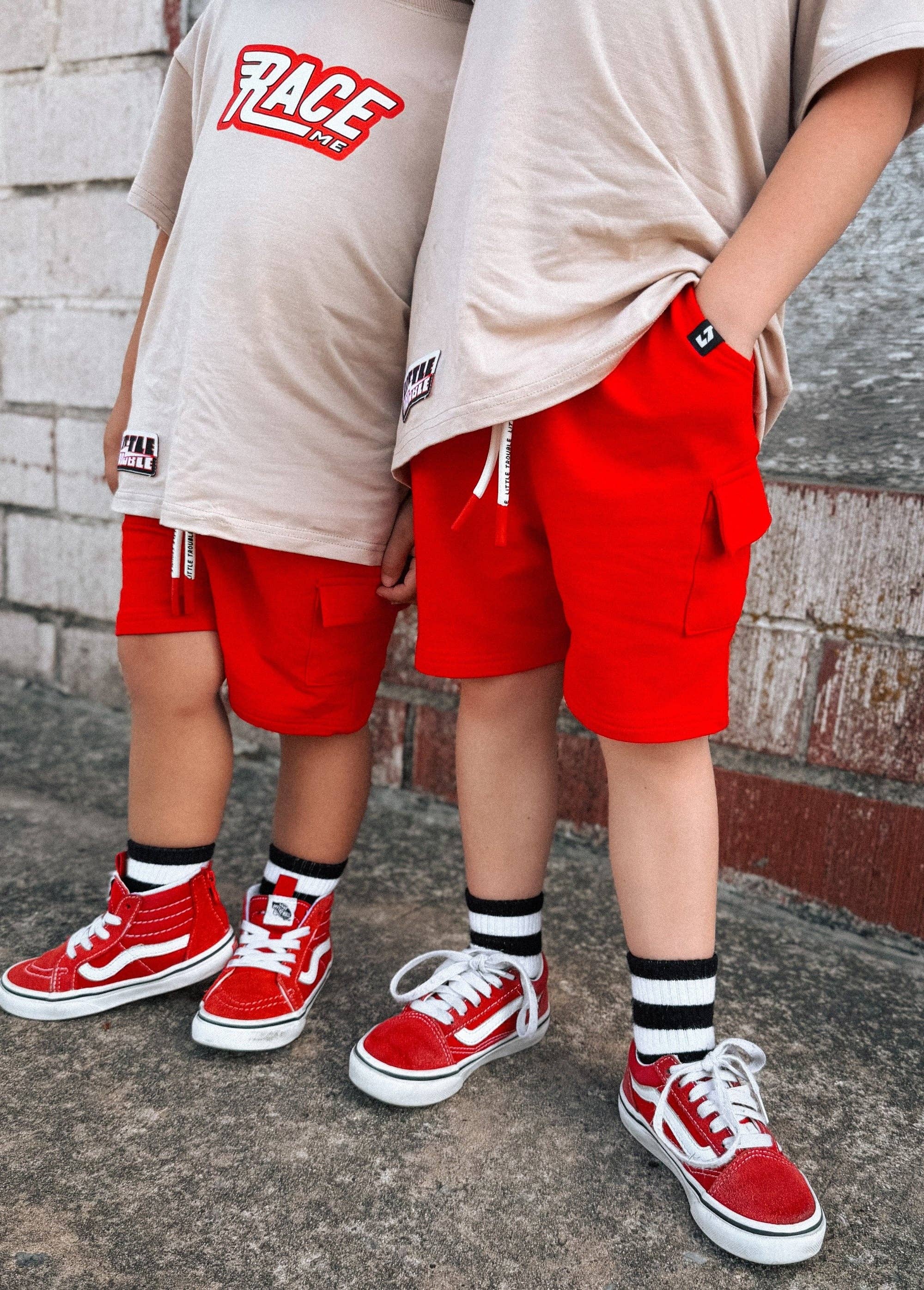 Little Trouble Everyday Red Cargo Shorts