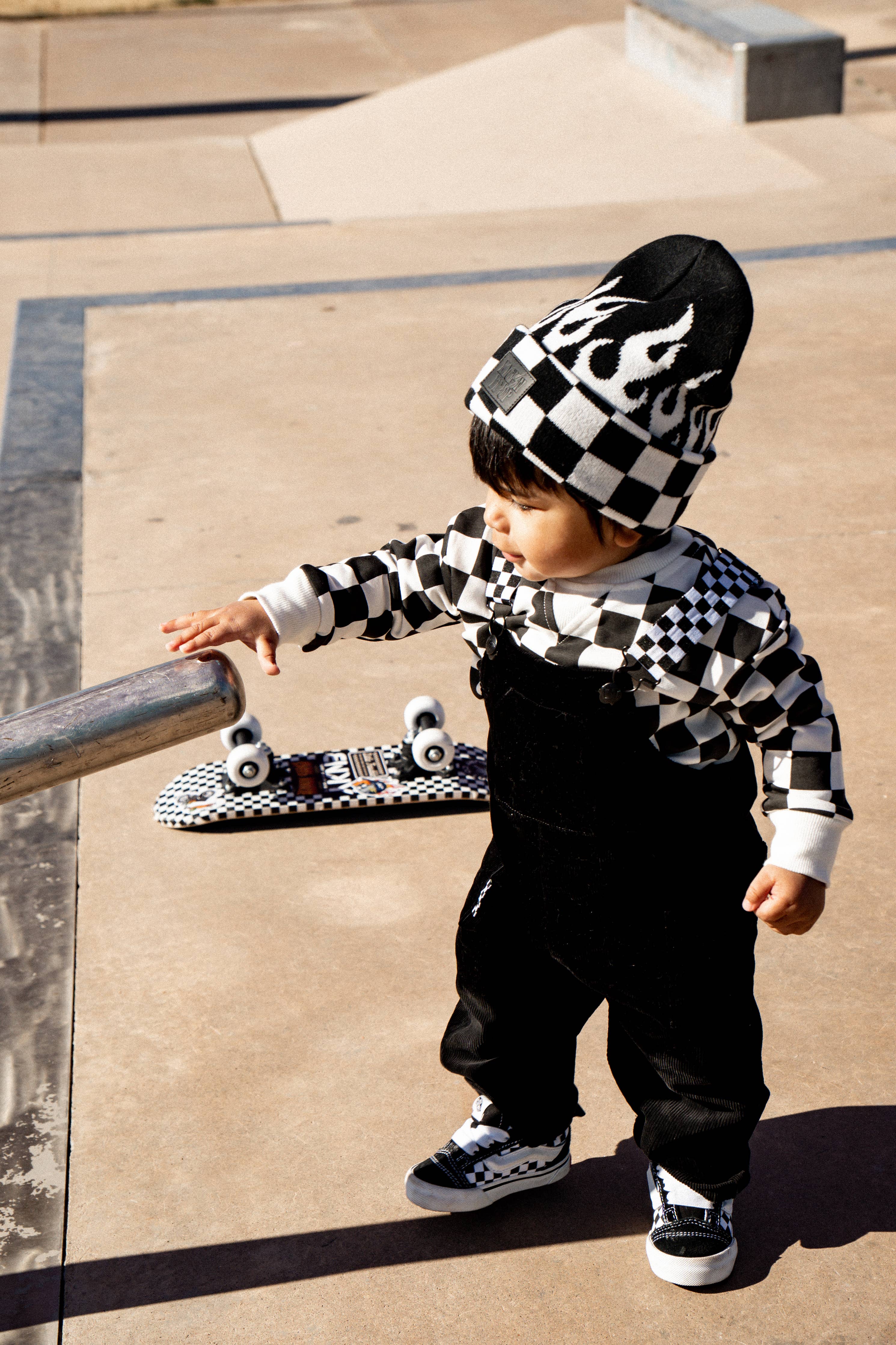 Kickin It Up Checker Flame Beanie