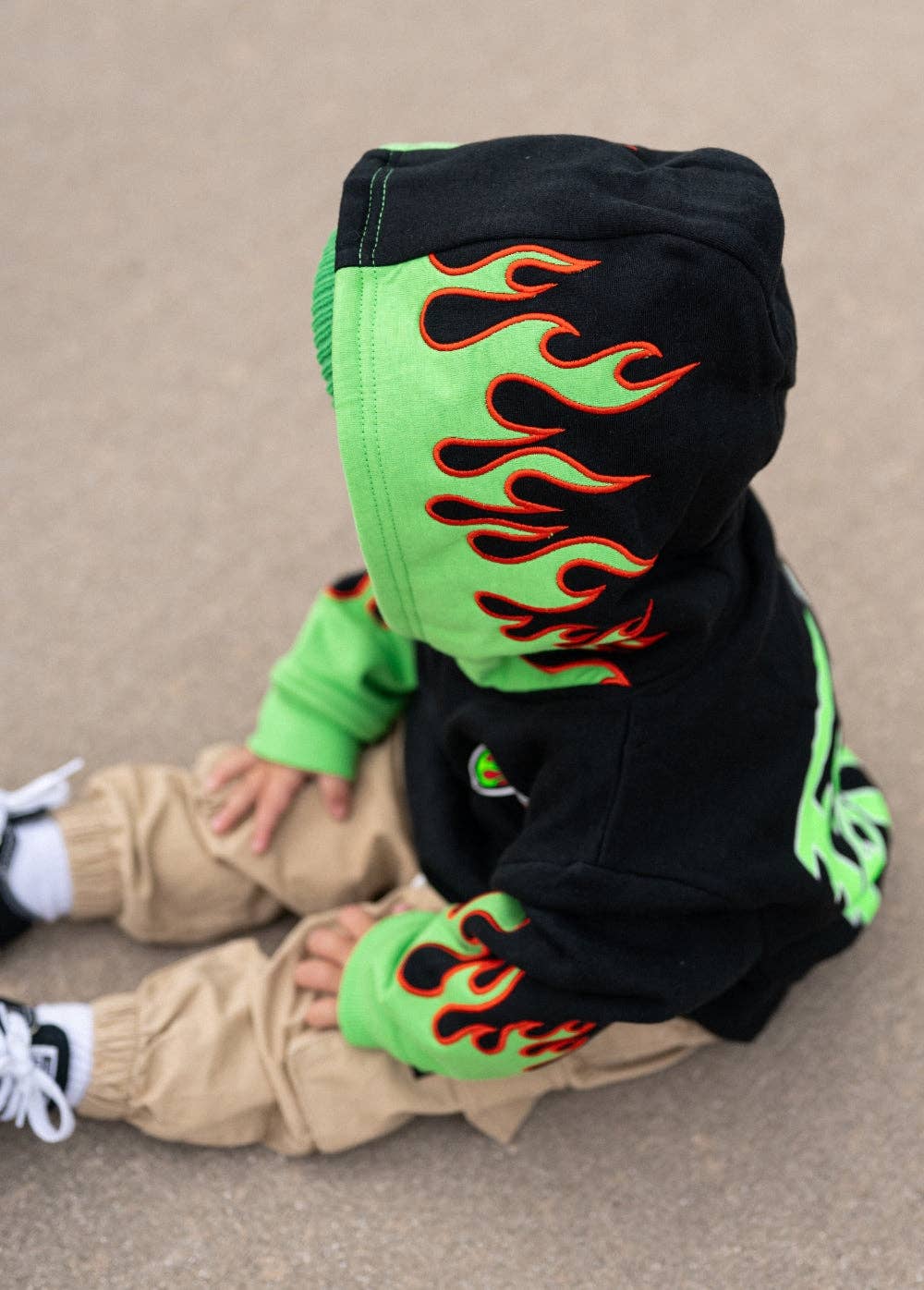 Little Trouble Fuel The Fun Green Flame Hoodie