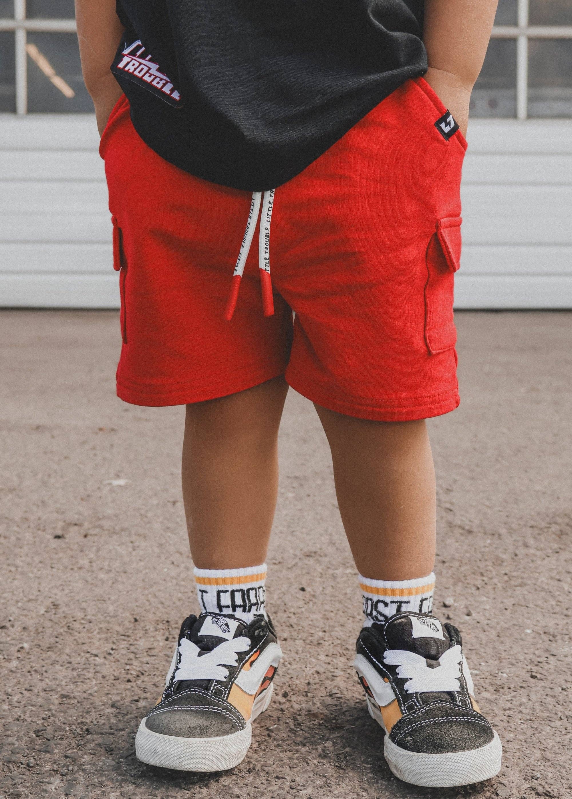 Little Trouble Everyday Red Cargo Shorts