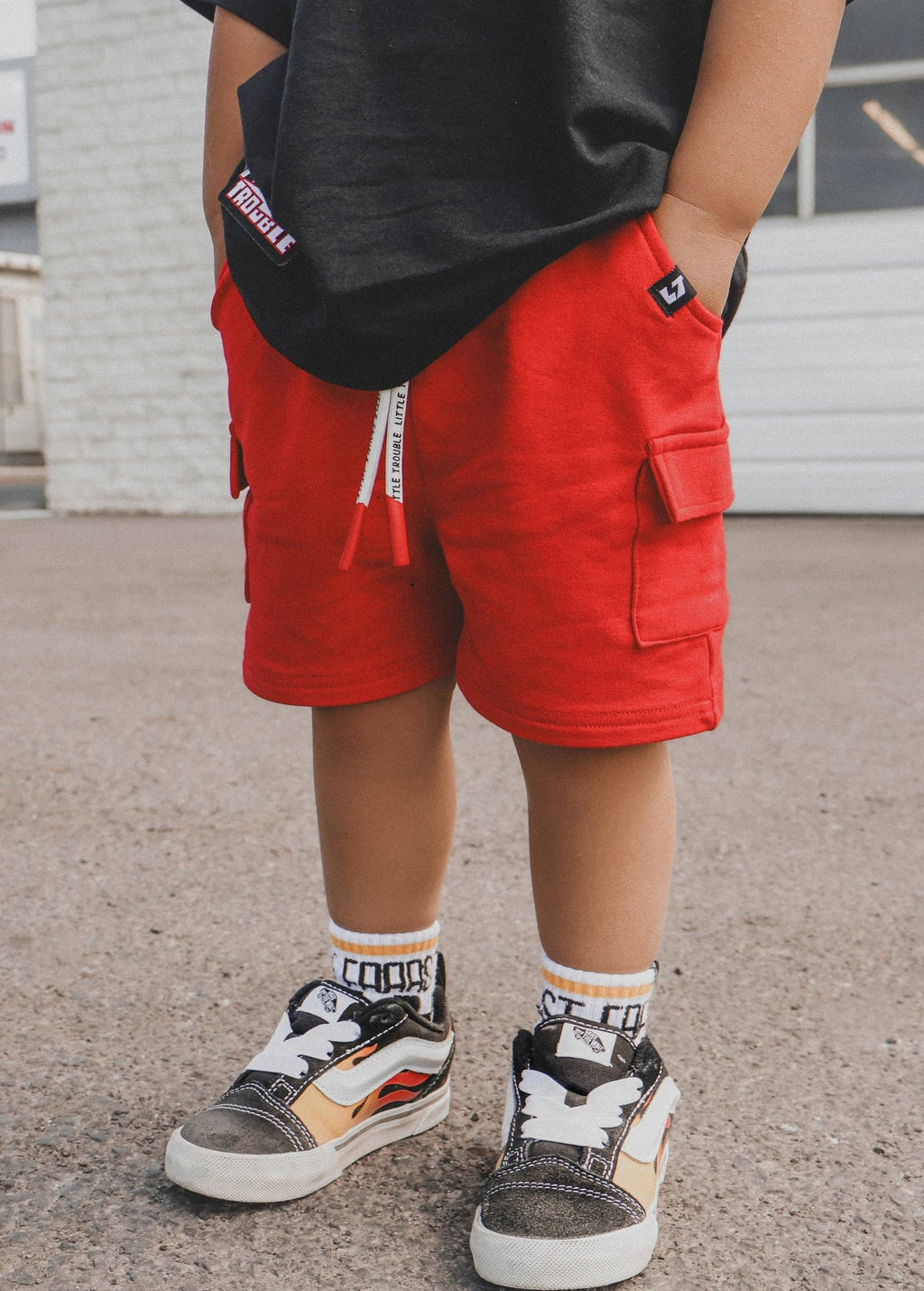 Little Trouble Everyday Red Cargo Shorts