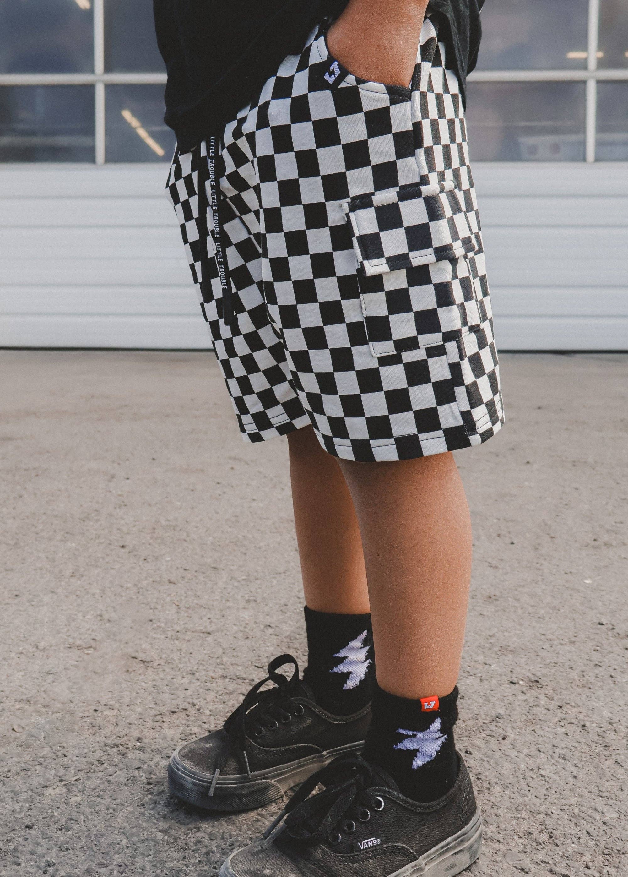 Little Trouble Everyday Classic Checker Cargo Shorts