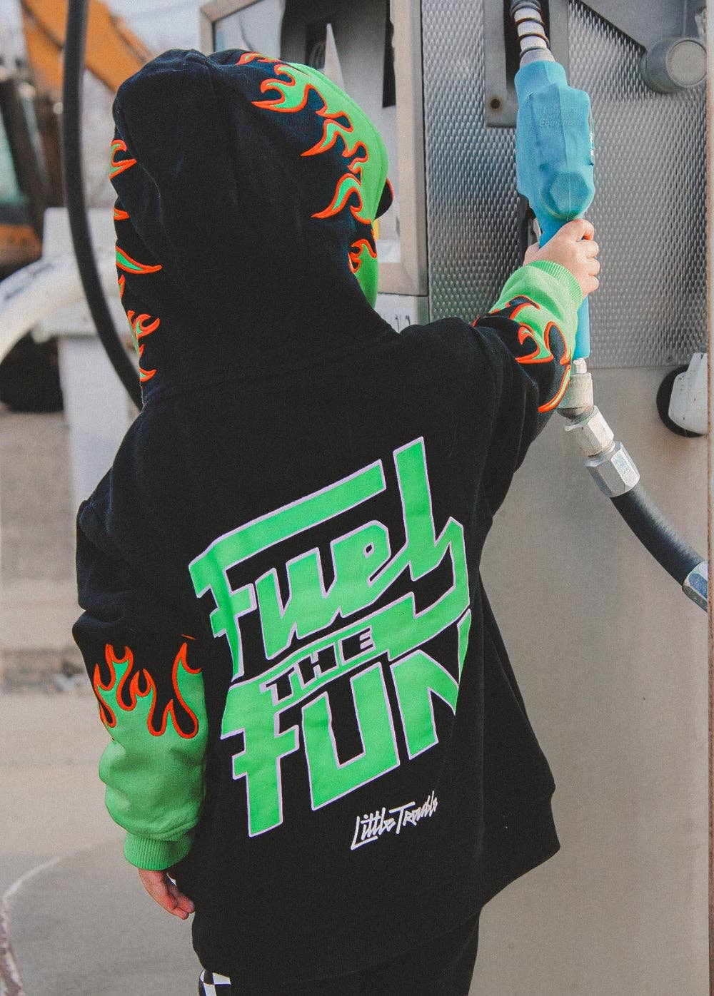Little Trouble Fuel The Fun Green Flame Hoodie