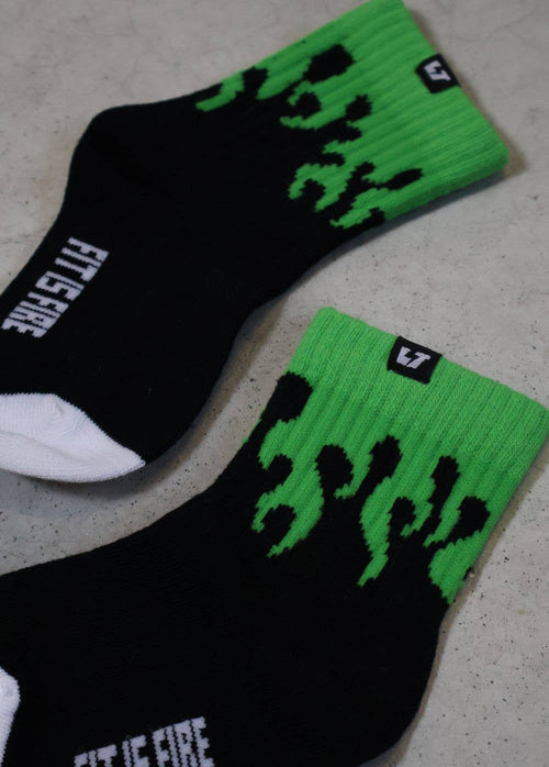 Green Flame Crew Socks