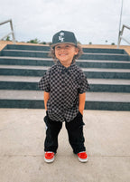 Little Trouble Grey Checkered Button-Up