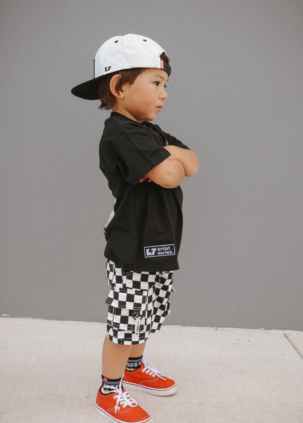 Little Trouble Classic Checkered Cargo Shorts