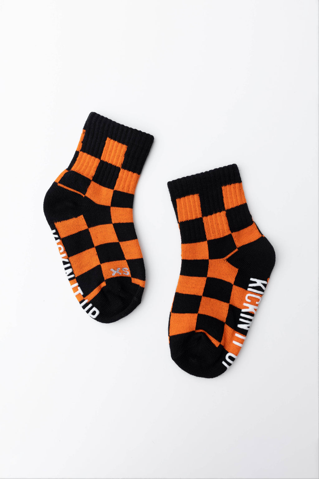 Kickin It Up Orange and Black Check Socks