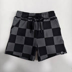 SMILEY DAZE BLACK & GRAY CHECKERED SHORTS